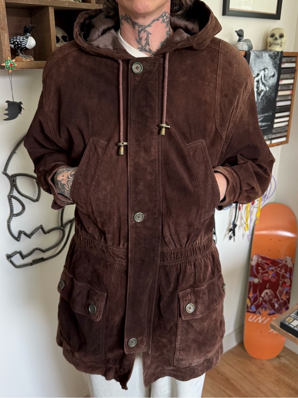Vintage 90s Brown Suede Leather Jacket BB Dakota ~ Size Large